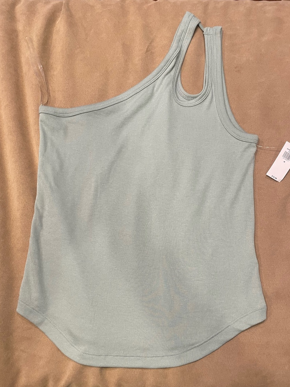 Old Navy Asymmetrical One-Shoulder Ribbed Tank Top - Black & Light green - Picture 7 of 9